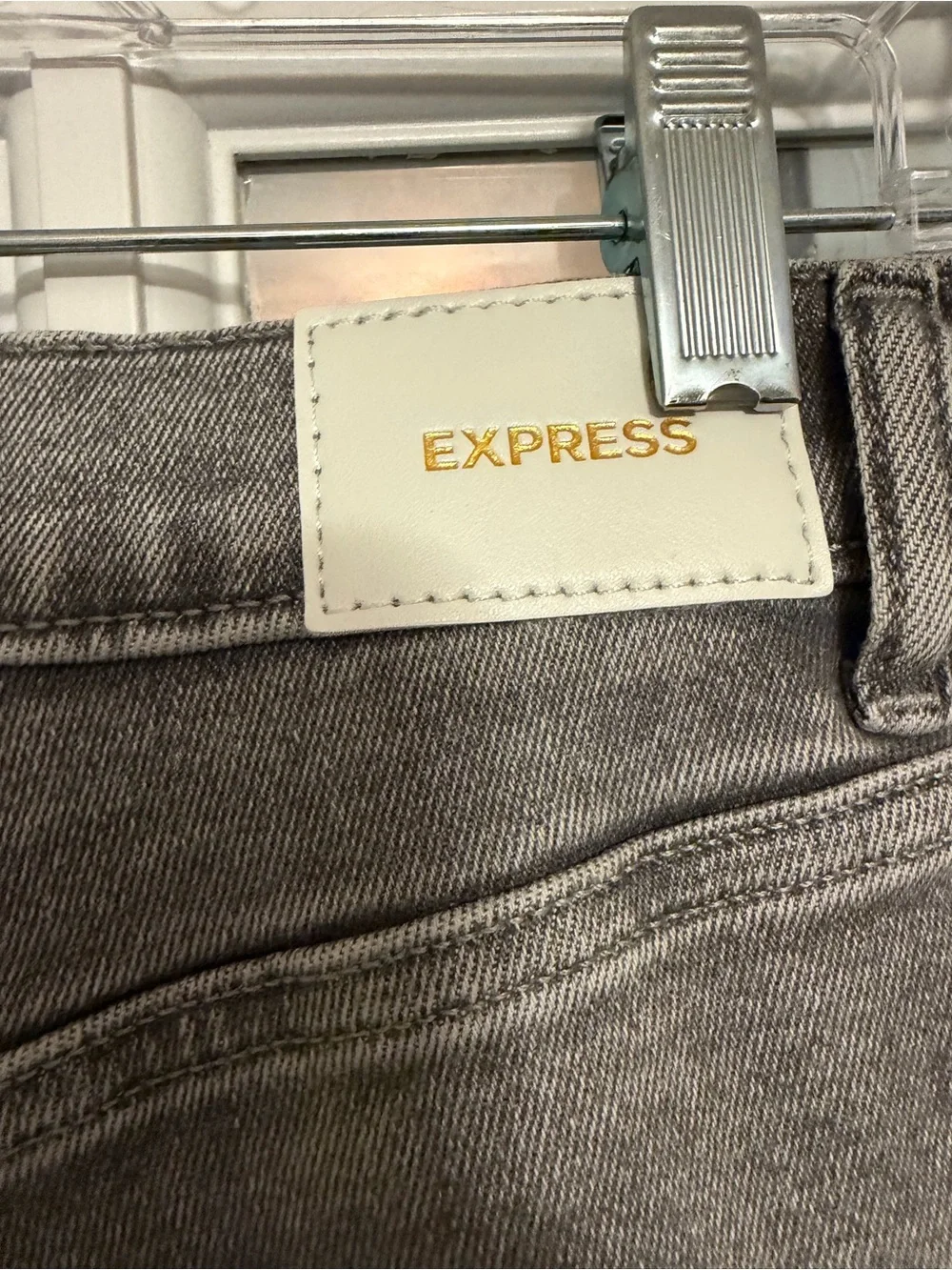 Express Gray Distressed Flare Jeans - Picture 6 of 7
